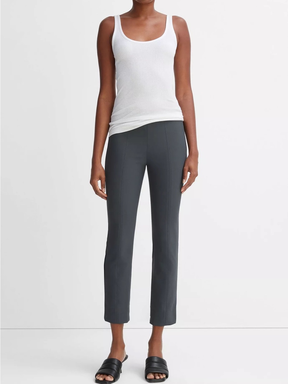 Vince Slim Crop Ponte Pants - Charcoal Gray